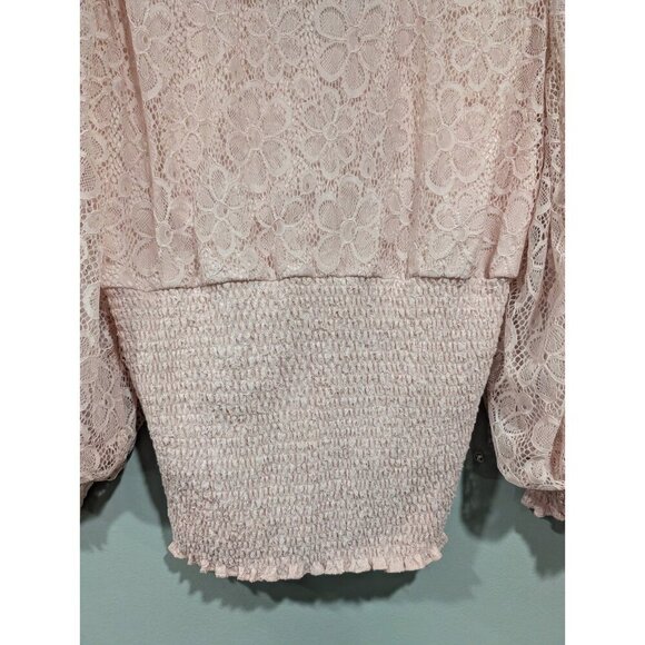 Boston Proper Women's Pink Floral Lace V-Neck Long-Sleeve Top Cinched Size S - Picture 14 of 16